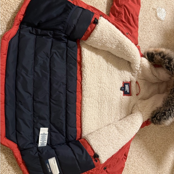 Lands' End Kids Cherry Red Puffer Jacket with Faux Fur Hood - Picture 3 of 8